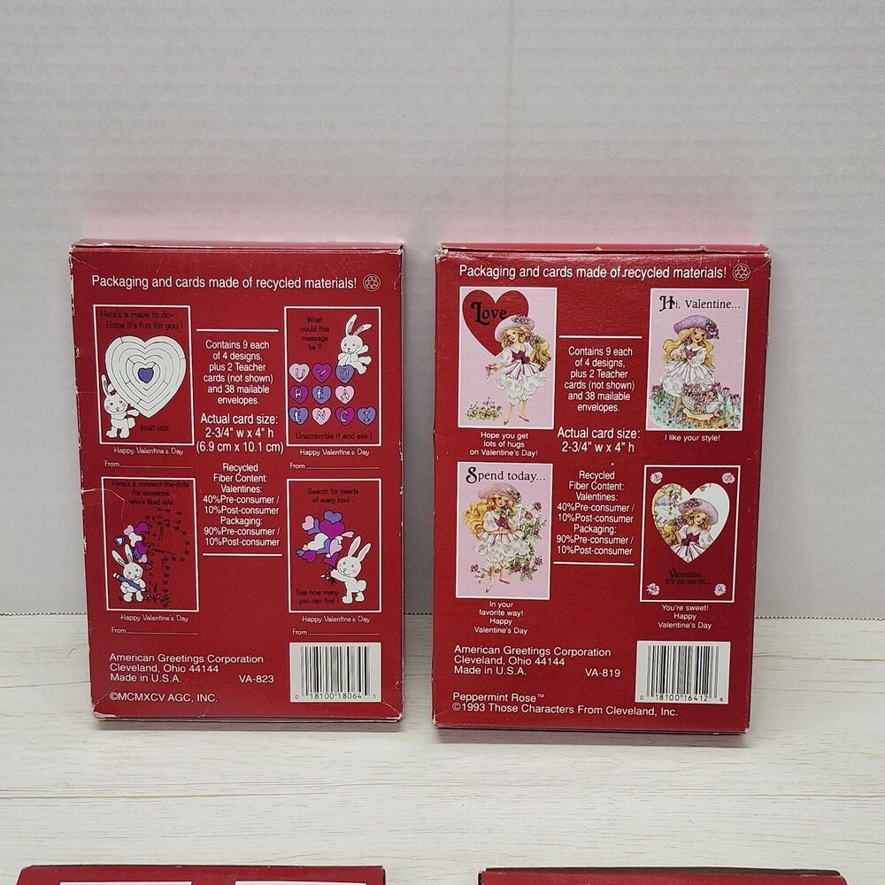 Lot of 4 Vintage Valentine's Day Cards American Greetings Peppermint Rose 1993 - Picture 8 of 14
